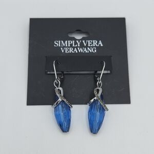 5 for $25! Simply Vera Vera Wang Blue Gun Metal Gray Statement Earrings